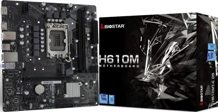 Материнская плата Biostar H610MT-E D5 Soc-1700 Intel H610 2xDDR5  mATX  AC`97  8ch(7.1) GbLAN+HDMI+DP