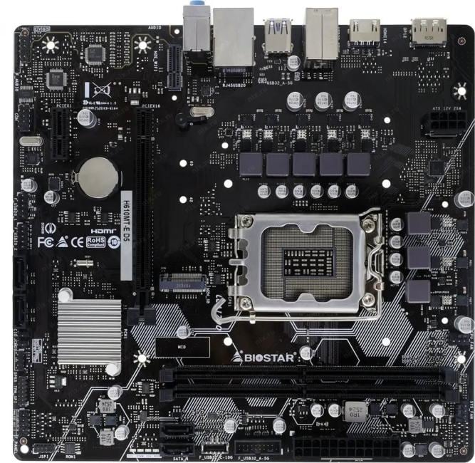 Материнская плата Biostar H610MT-E D5 Soc-1700 Intel H610 2xDDR5  mATX  AC`97  8ch(7.1) GbLAN+HDMI+DP