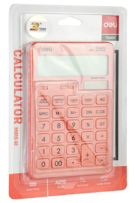 Калькулятор настольный Deli  Touch  EM01541  красный 12-разр.