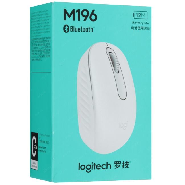 Мышь Logitech M196 белый оптическая 1000dpi беспров. BT  для ноутбука (910-007316)