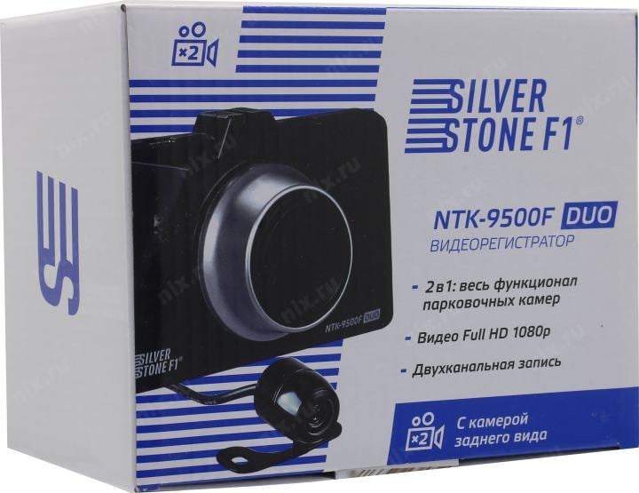 Silverstone F1 <NTK-9500F Duo> (2xCam, 1920х1080/720х480, 140° LCD 3",  G-Sens, microSDHC, Li-Pol)