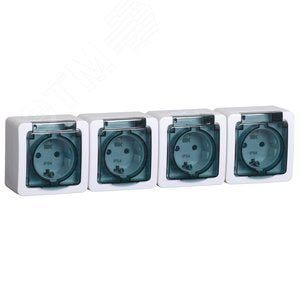 Розетка IEK ERMP42-K03-16-54-EC 4-м ОП Гермес Plus РСб24-3-ГПБд 16А IP54 с заземл. с  дым. крышкой белая