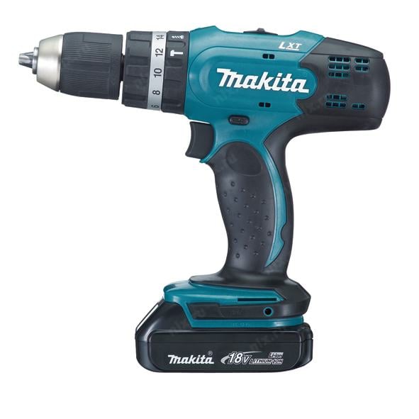 Дрель-шуруповерт Makita DHP453SYE, ударная, 18В, 2×1.5Ач Li-ion, 13мм