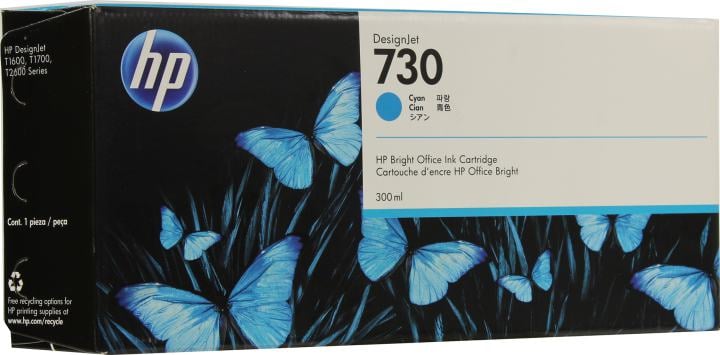 Картридж HP 730 Cyan для DesignJet T1600/T1600dr/T1600PS/T1700/T1700dr/T2600PS/T2600dr 300 ml ( P2V68A )