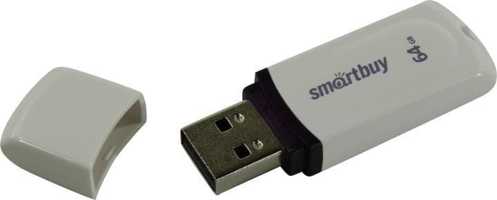 Флешка USB Smartbuy Paean white (SB64GBPN-W), 64Gb, USB 2.0, R/W 25/15, белый