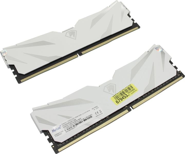Оперативная память 16Gb (8Gbx2) Netac Shadow II NTSWD4P32DP-16W, DDR4, DIMM, PC25600, 3200Mhz, C16 White, с радиатором