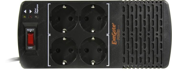 Стабилизатор Exegate Power AD5000-800 <EP285938RUS> (вх.150-280V, вых.220V±10%,  800VA,  4  розетки Euro)