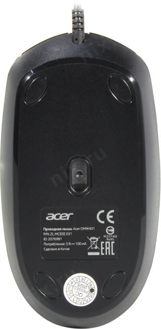 Acer Optical Mouse OMW401 <ZL.MCEEE.031>  (RTL) USB 4btn+Roll