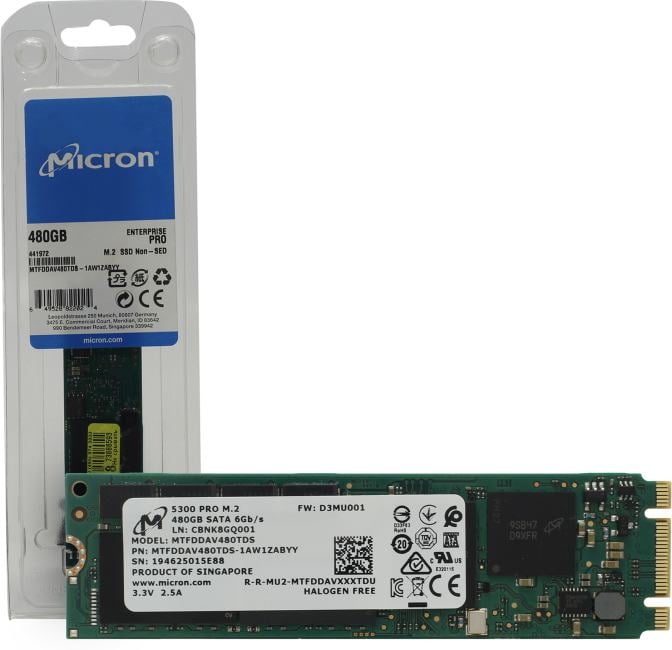 SSD Micron 5300PRO MTFDDAV480TDS-1AW1ZABYY, 480GB, SATA M.2, 3D TLC