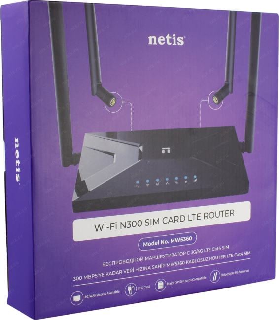netis <MW5360> Wi-Fi N300 LTE Router (2UTP 100Mbps,  WAN, SIM slot)