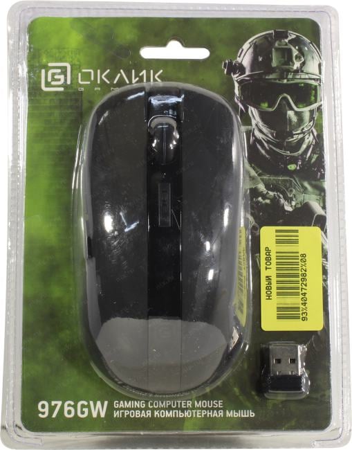 Мышь беспроводная Oklick 976GW черный, 3200 dpi, радиоканал, USB, кнопки - 6