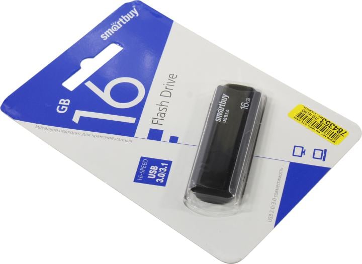 Флеш накопитель 16Gb USB 3.0 SmartBuy Clue SB16GBCLU-K3, черный (SB16GBCLU-K3)