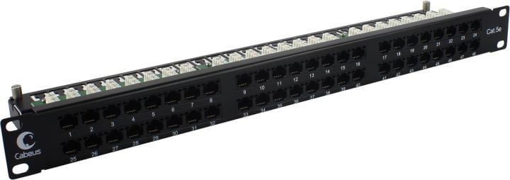 Patch Panel 19" 1U UTP 48 port кат.5e Cabeus <PLHD-48-Cat.5e-Dual> разъём KRONE&110  (dual IDC) <7487c>