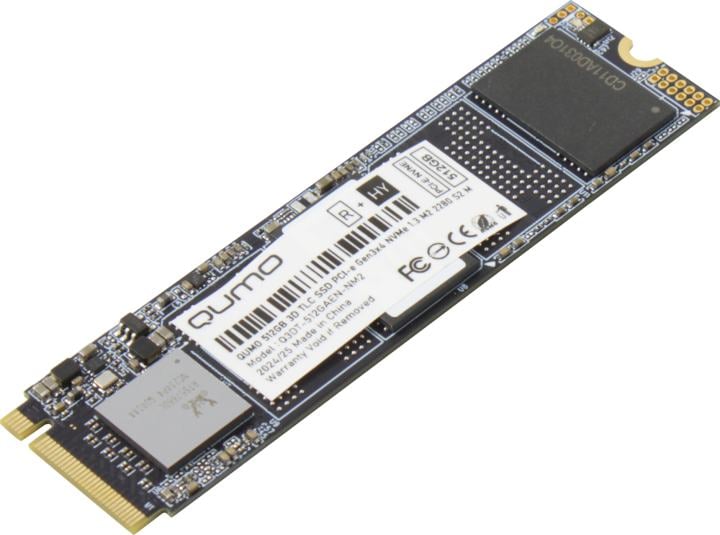 Накопитель SSD QUMO 512GB PCIe Gen3x4 NVMe 1.3 M2 2280 Novation TLC 3D Realtek RS5766 R/W 3100/2000 MB/s 480TBW (Realtek) HY OEM