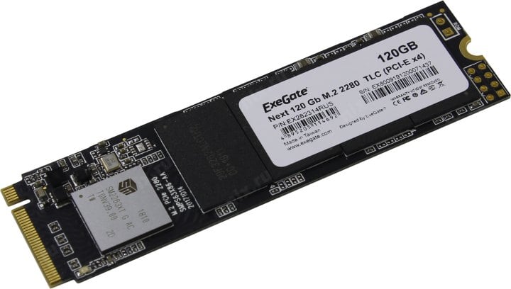 Твердотельный накопитель SSD M.2 120 Gb ExeGate Next Series Read 550Mb/s Write 489Mb/s 3D TLC EX282314RUS
