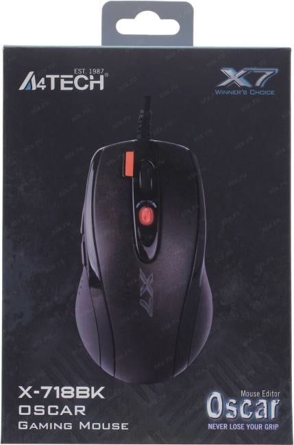 A4Tech 3xFire Game Optical Mouse  <X7-718BK-Black>  (RTL)  USB 7btn+Roll