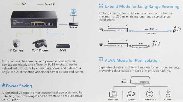 CUDY <FS1006P> 6-Port PoE+ Switch (4UTP 100Mbps PoE +  2UTP  100Mbps)