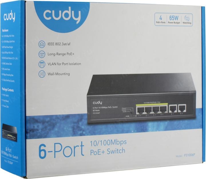 CUDY <FS1006P> 6-Port PoE+ Switch (4UTP 100Mbps PoE +  2UTP  100Mbps)