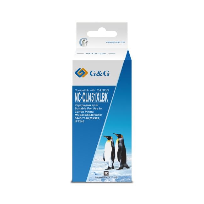 Чернильница G&G NC-CLI451XLBK Black для Canon Pixma  IP7240,  MG5440/6340