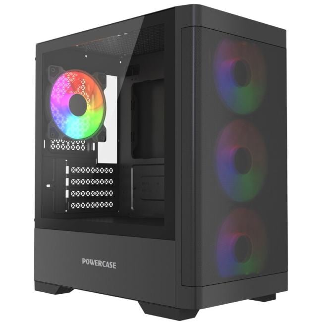 Корпус Powercase CMMA13B-L4, mATX, стекло, 4×120мм FRGB