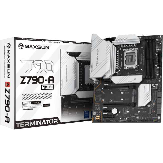 MS-Terminator Z790-A WIFI MAXSUN MS-Terminator Z790-A WIFI, LGA1700, Z790, 4*DDR5, 4*SATA3,4*M.2, USB  3.2,  USB  2.0, Typ