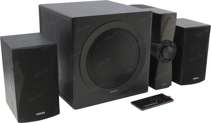 Колонки Edifier CX7 <Black> (2x12W+Subwoofer 45W, дерево, +усилитель,  SD, Bluetooth, ПДУ)