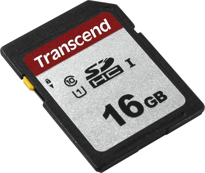 Карта памяти Transcend - TS16GSDC300S, SDHC, write speed 10Mb/s, read speed 95Mb/s, UHS-I Class 1, Class 10, 16GB, TS16GSDC300S