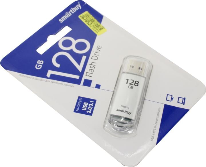 Флешка USB Smartbuy V-Cut Silver (SB128 GbVC-S3), 128Gb, USB 3.0, R/W 75/30, серебристый