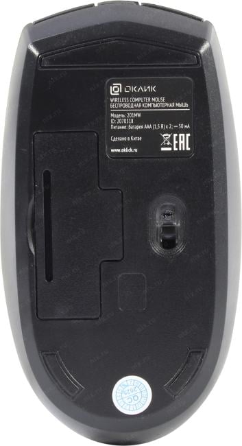 OKLICK Wireless Optical Mouse <201MW> <Black> (RTL) USB  4btn+Roll  <2070318>