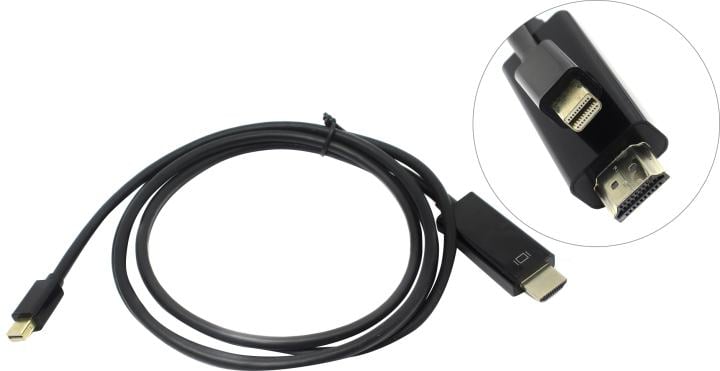 Кабель miniDisplayPort - HDMI, 1.8м, mini20M/19M, черный, ExeGate EX-CC-mDP-HDMI-1.8