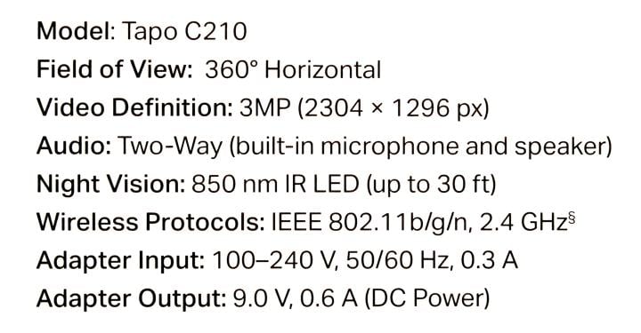 TP-LINK <Tapo C210> Pan/Tilt Home Security Wi-Fi Camera (2304x1296, f=3.83mm, 802.11n, microSD,  микрофон,  LED)