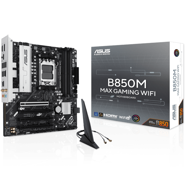 ASUS B850M MAX GAMING WIFI (RTL) AM5 <B850> 4xPCI-E HDMI+DP GbLAN+WiFi+BT SATA  MicroATX  4DDR5