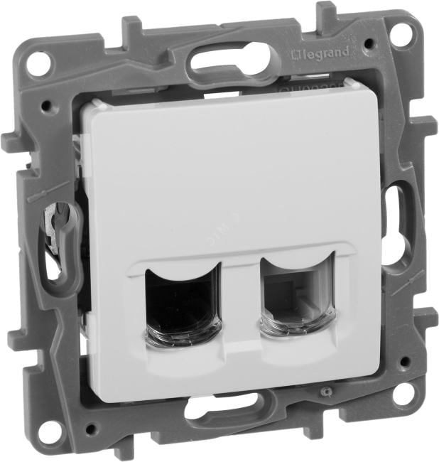 Розетка компьютерная Legrand ETIKA 672252, RJ11+RJ45, кат.5 UTP, белый