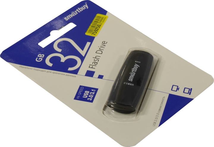 Флешка USB Smartbuy Scout Black (SB032GB3SCK), 32Gb, USB 3.0, R/W 100/40, черный