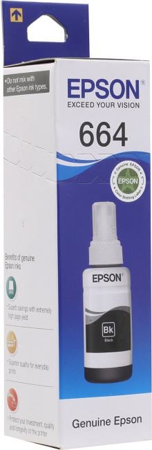 Контейнер с чернилами (с клапаном) Epson L100/L200/L300/L605/L1455 T6641/C13T66414A Black (100мл) dy, шт