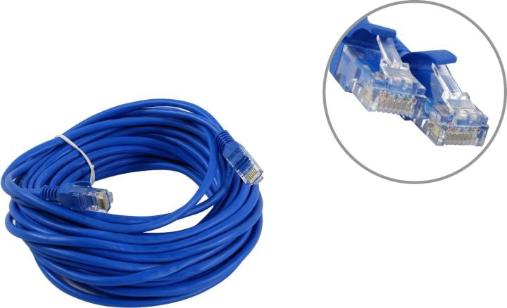 <084484> Кабель патч-корд .Patch cord кат.5e 10.0м, Cablexpert, многожильный, синий [PP12-10M/B]