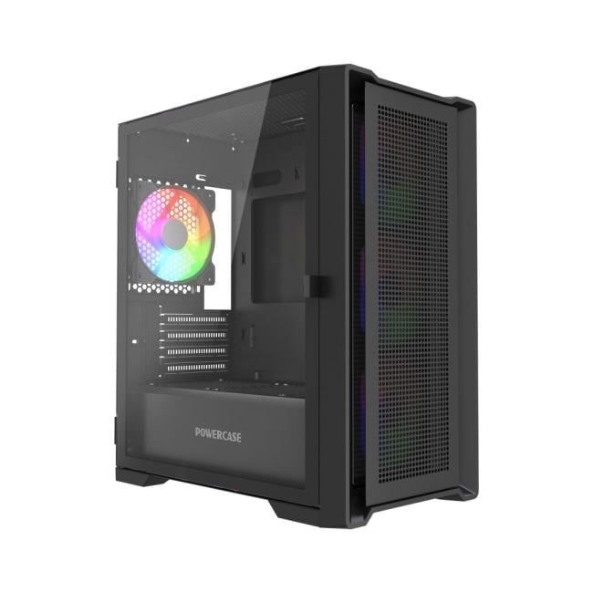 Корпус PowerCase CAMCXB-A4-LE, mATX, стекло, 4×ARGB PWM, чёрный