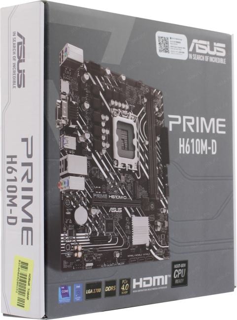 ASUS PRIME H610M-D (RTL) LGA1700 <H610> PCI-E Dsub+HDMI  GbLAN  SATA  MicroATX 2DDR5