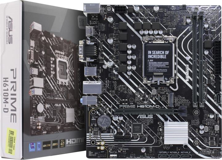 ASUS PRIME H610M-D (RTL) LGA1700 <H610> PCI-E Dsub+HDMI  GbLAN  SATA  MicroATX 2DDR5