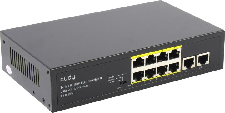 CUDY <FS1010PG> 8-Port PoE+ Switch (8UTP 100Mbps PoE  + 2UTP 1000Mbps)