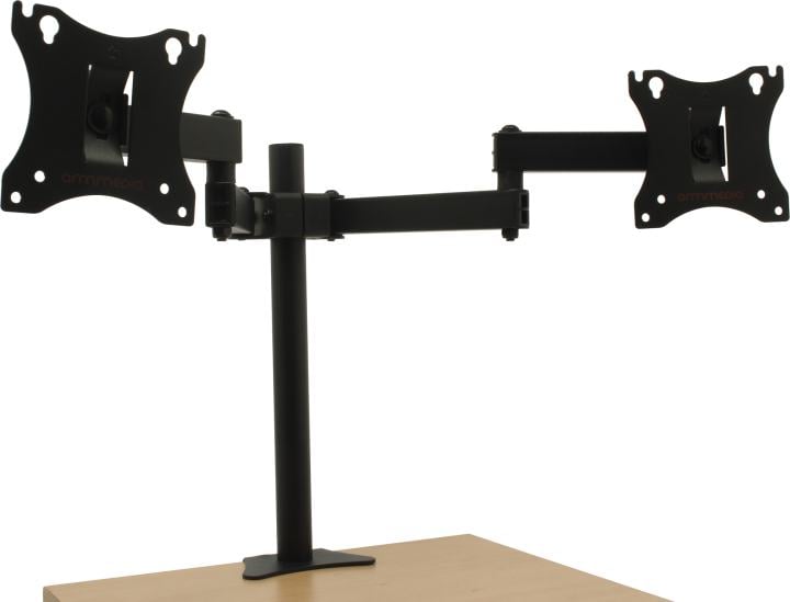 Кронштейн для монитора Arm Media LCD-T04 black настольный для двух мониторов 15"-28" макс.2х7кг 6 степеней свободы наклон ±10° поворот ±90° VESA 100x100