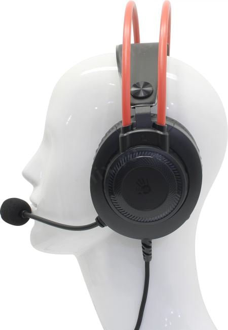 Наушники с микрофоном Bloody G200 Black-Red (USB, шнур 2м,  с регулятором громкости)