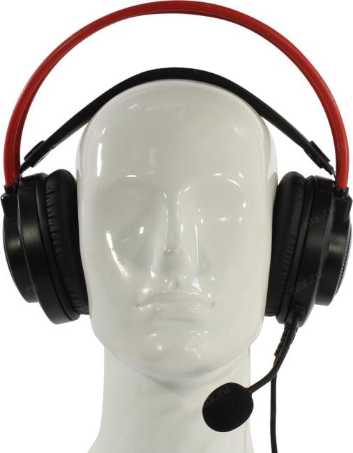 Наушники с микрофоном Bloody G200 Black-Red (USB, шнур 2м,  с регулятором громкости)