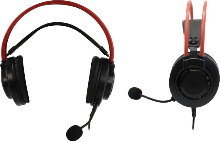 Наушники с микрофоном Bloody G200 Black-Red (USB, шнур 2м,  с регулятором громкости)