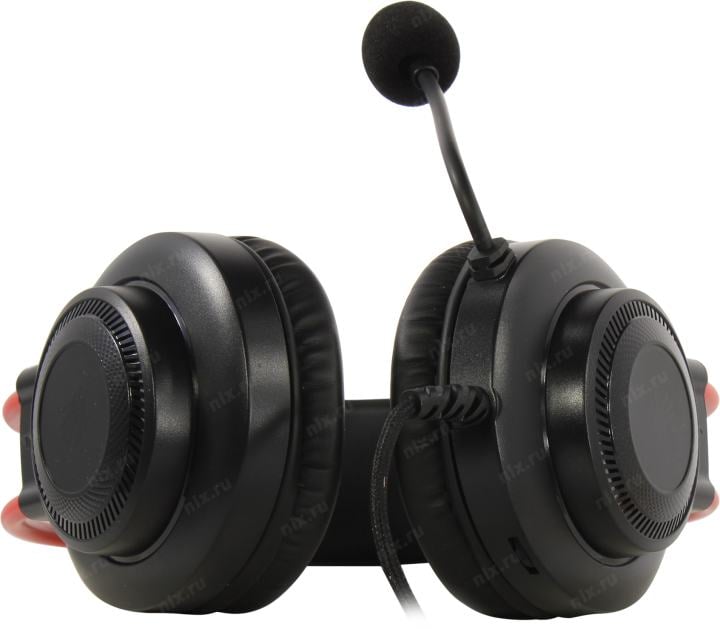 Наушники с микрофоном Bloody G200 Black-Red (USB, шнур 2м,  с регулятором громкости)