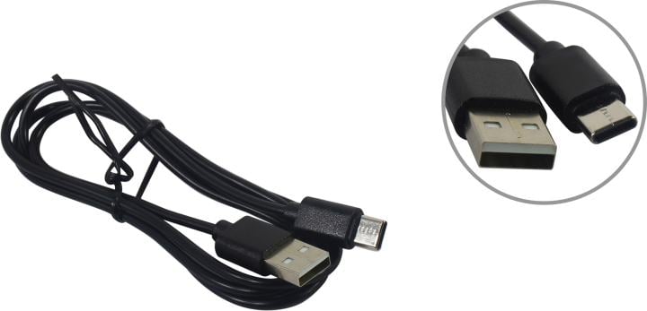 <076283> Кабель USB-A < - > USB-C, 1.0м, Гарнизон черный [GCC-USB2-AMCM-1M]