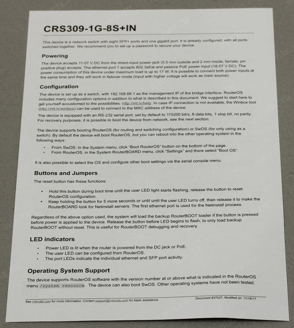 MikroTik <CRS309-1G-8S+IN> Cloud Router Switch (1UTP  1000Mbps + 8SFP+)