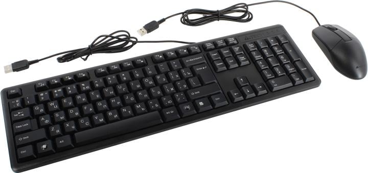 Комплект клавиатура+мышь проводной A4TECH KK-3330S черный (USB, 1200dpi) (KK-3330S USB (BLACK))