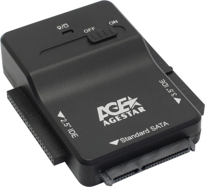 <077146> Кабель-переходник USB-A (m) 3.0 < - > SATA/IDE, AgeStar 3FBCP1 (2.5"/3.5" HDD, блок питания) Black [3FBCP1]