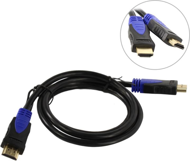 Кабель HDMI Wize [WAVC-HDMI-1M] 1 м., v.2.0b, 19M/19M, 4K/60 Hz 4:4:4, 30 AWG, HDCP 1.4, HDCP 2.2, Ethernet, позол.разъемы, экран, черный, пакет